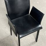 Office chair with armrests in thick black leather, Cattelan Italia