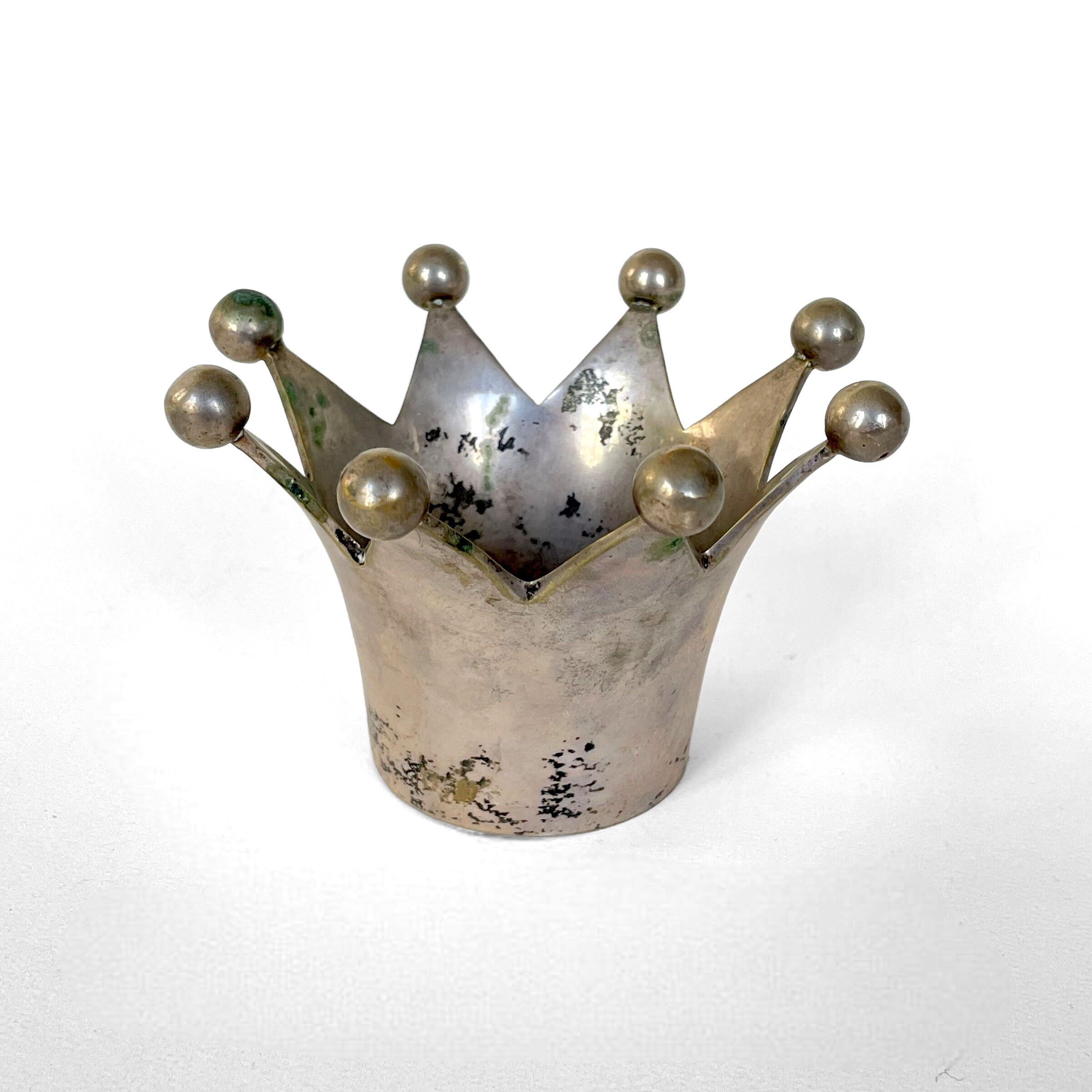 Bougeoir vintage en métal argenté couronne, 1930 1940