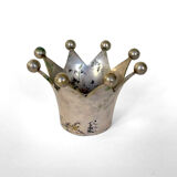 Vintage silver metal candle holder crown, 1930 1940
