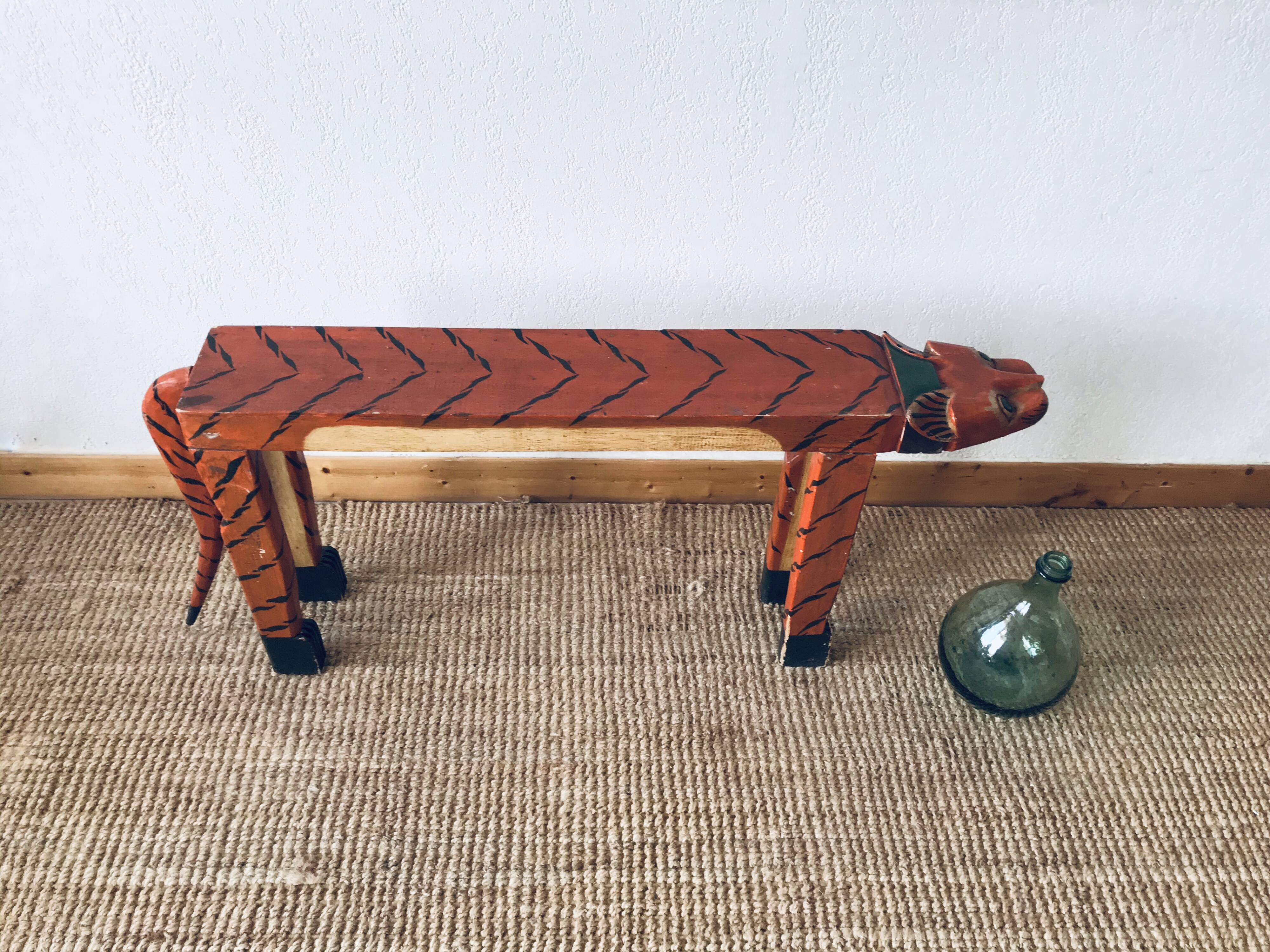 Wooden tiger bench