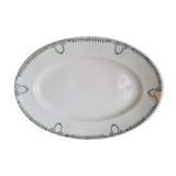 White Oval platter green patterned earthenware Ceranord