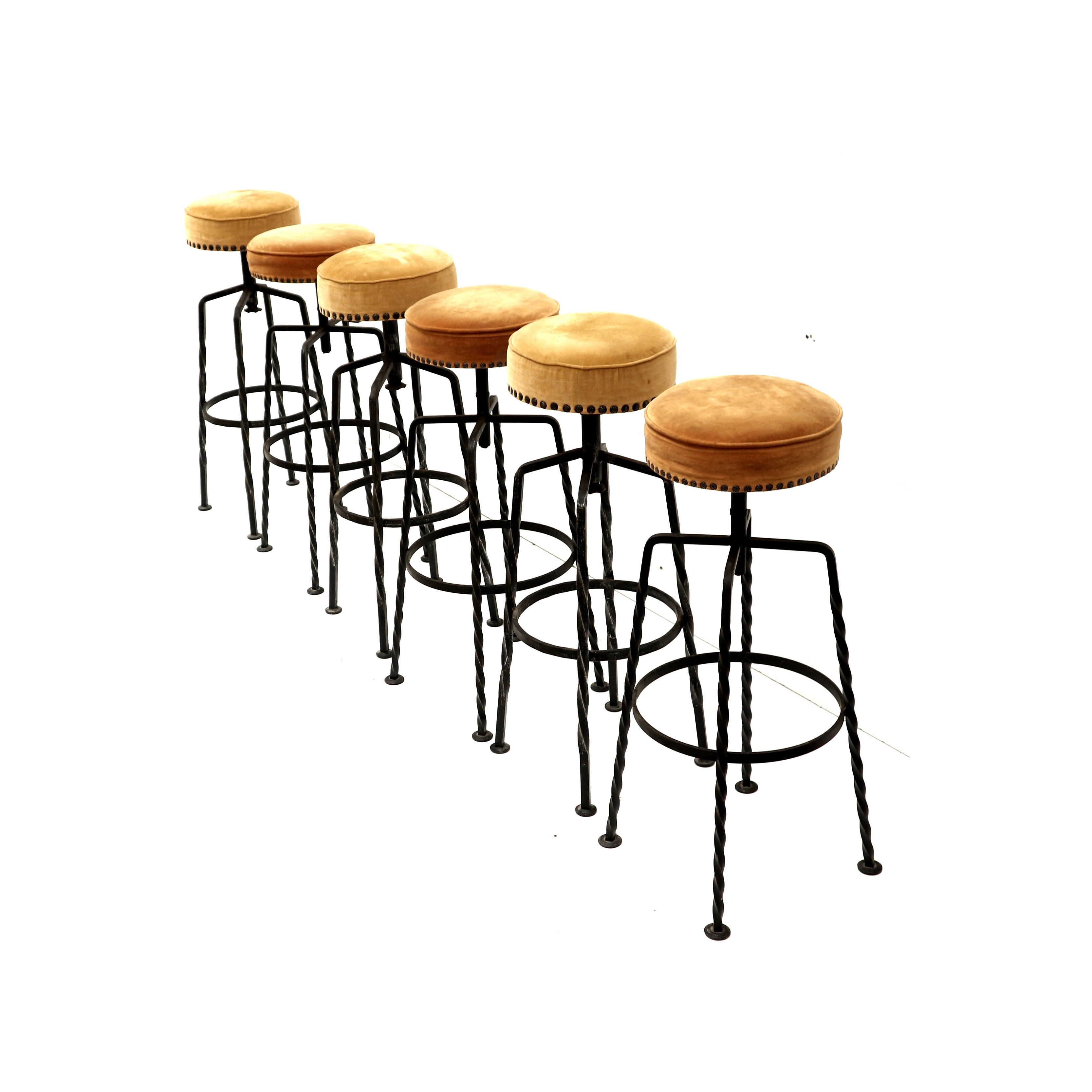 Set of six cast iron bar stools 1970s