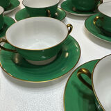 Service 14 cup and saucer in Art Deco Emerald Green and Gold.
