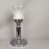 Portuguese mid century modern clear glass chromed buffet table lamp 1970s