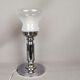 Portuguese mid century modern clear glass chromed buffet table lamp 1970s