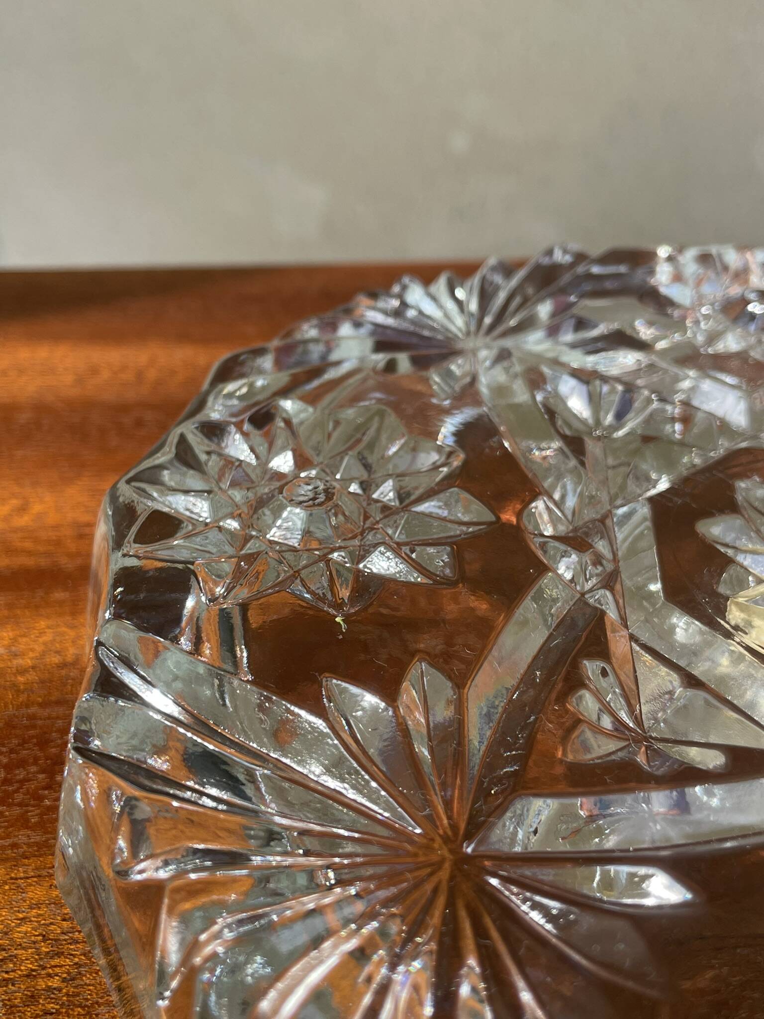 Chiseled glass ashtray