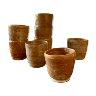 Set of 8 enamelled sandstone liqueur glasses