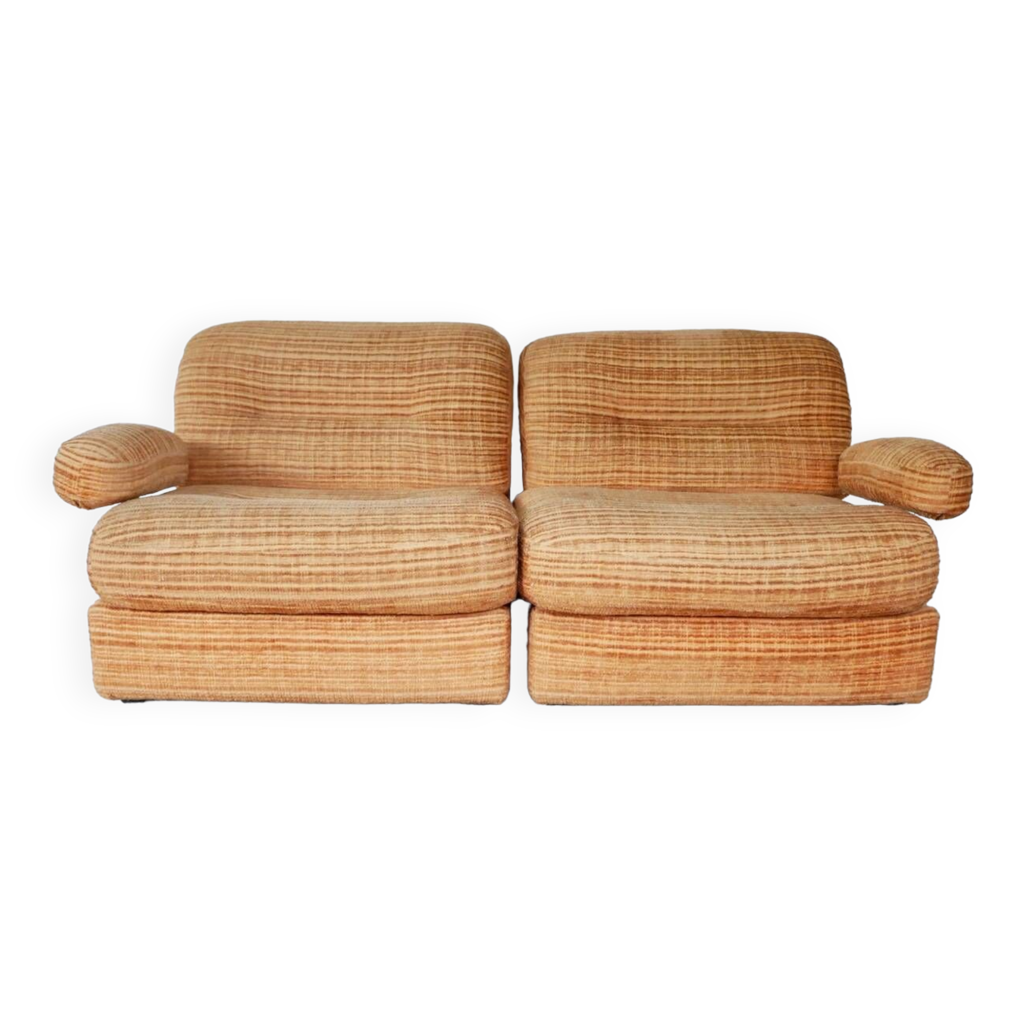 Set of modular 2-seater chenille armchairs