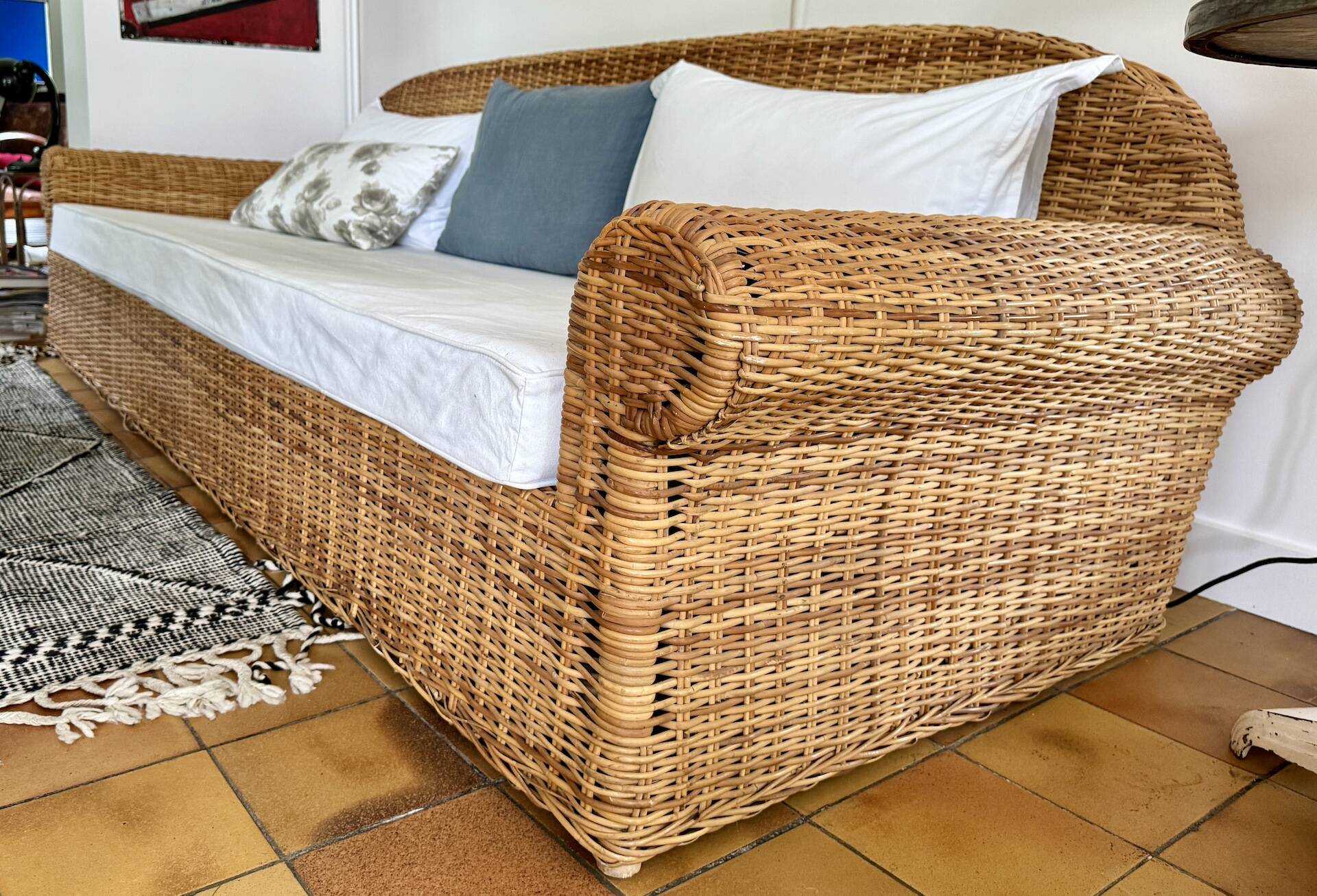 3 seater rattan sofa from Conran shop vintage