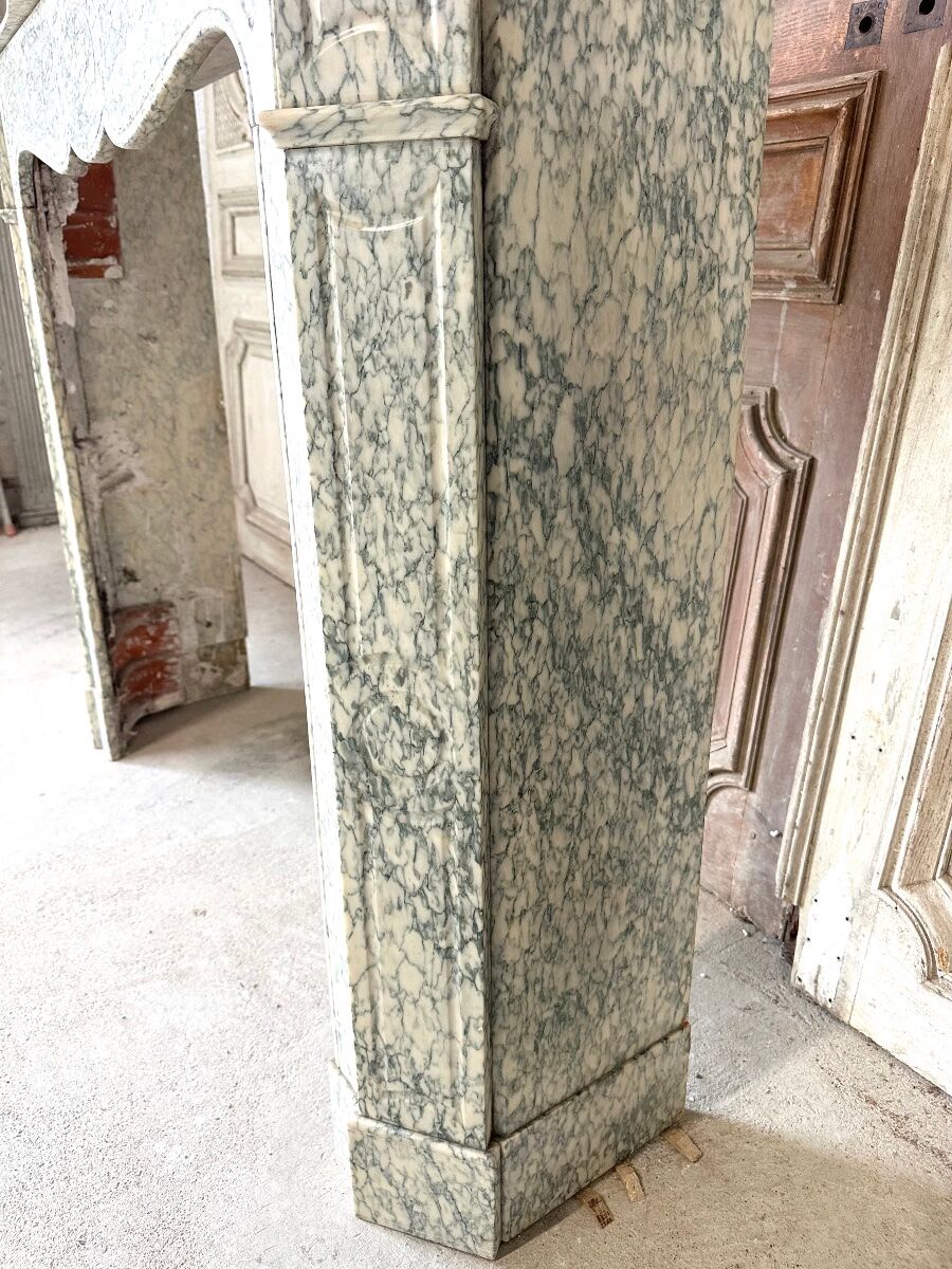 Cheminée de Louis XV pompadour circa 1900 marbre vert d’Estours