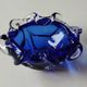 Empty pocket blown art glass from Murano Italy, corolla shape, cobalt blue