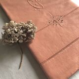 Old linen and cotton sheet terracotta