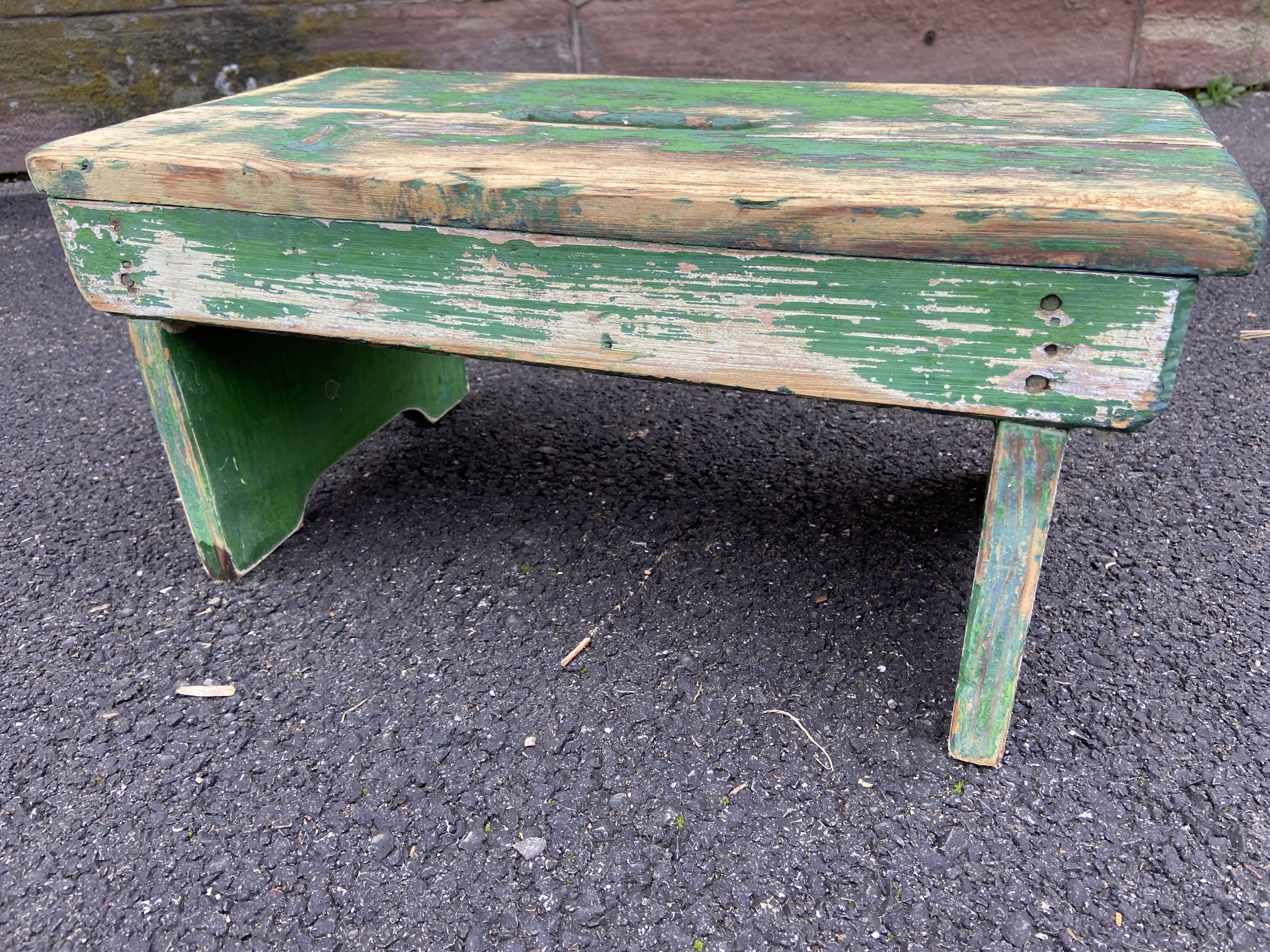 primitive footrest curved wood bistro bentwood farmhouse painted wood Shabby chic French vintage farme