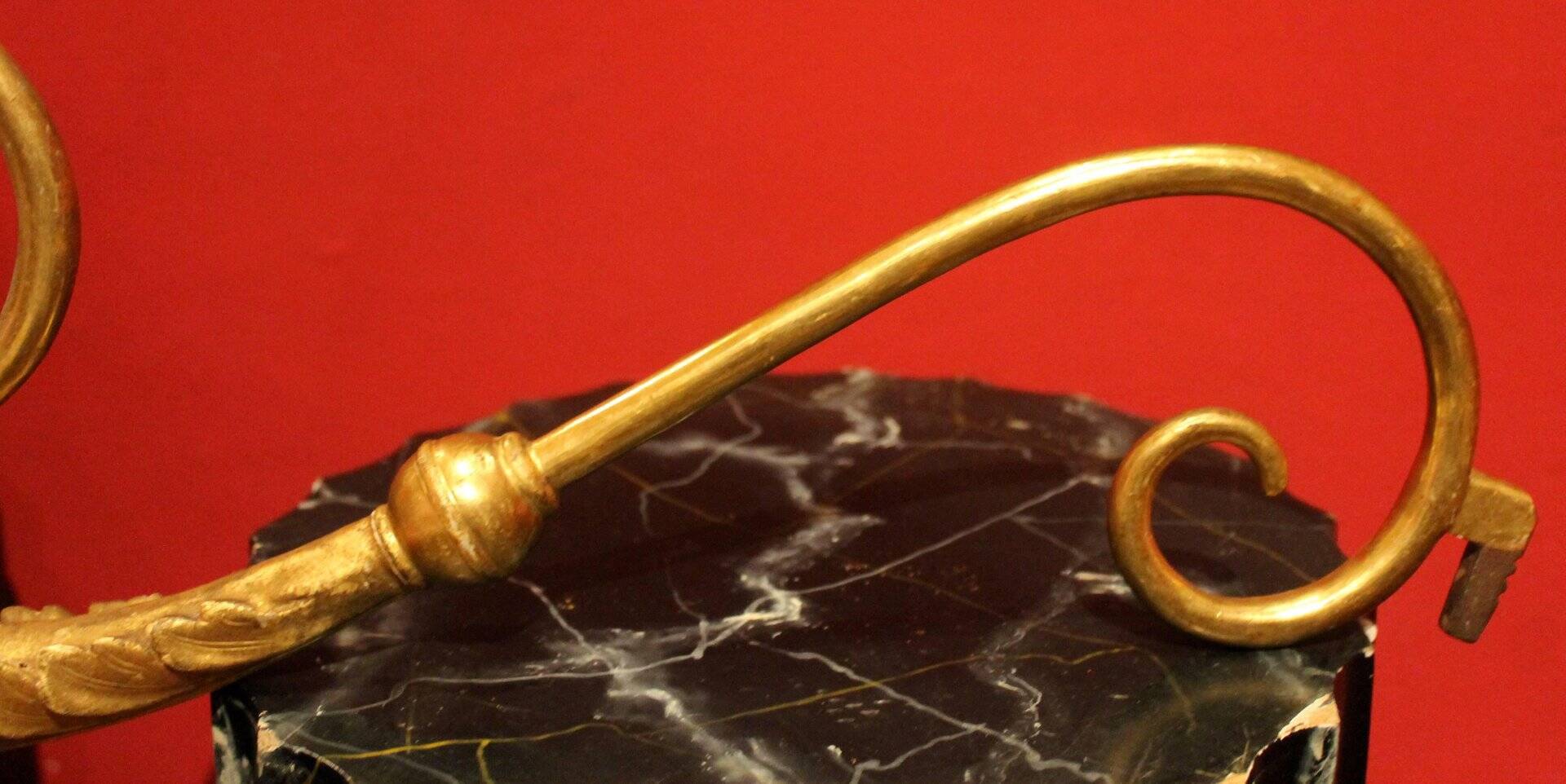 Italian Baroque Hand-Carved Giltwood Sconces with Gilt Bronze Arm, Set of 2