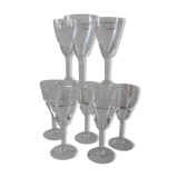 Set of 8 crystal wine glasses engraved 50s