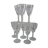 Set of 8 crystal wine glasses engraved 50s