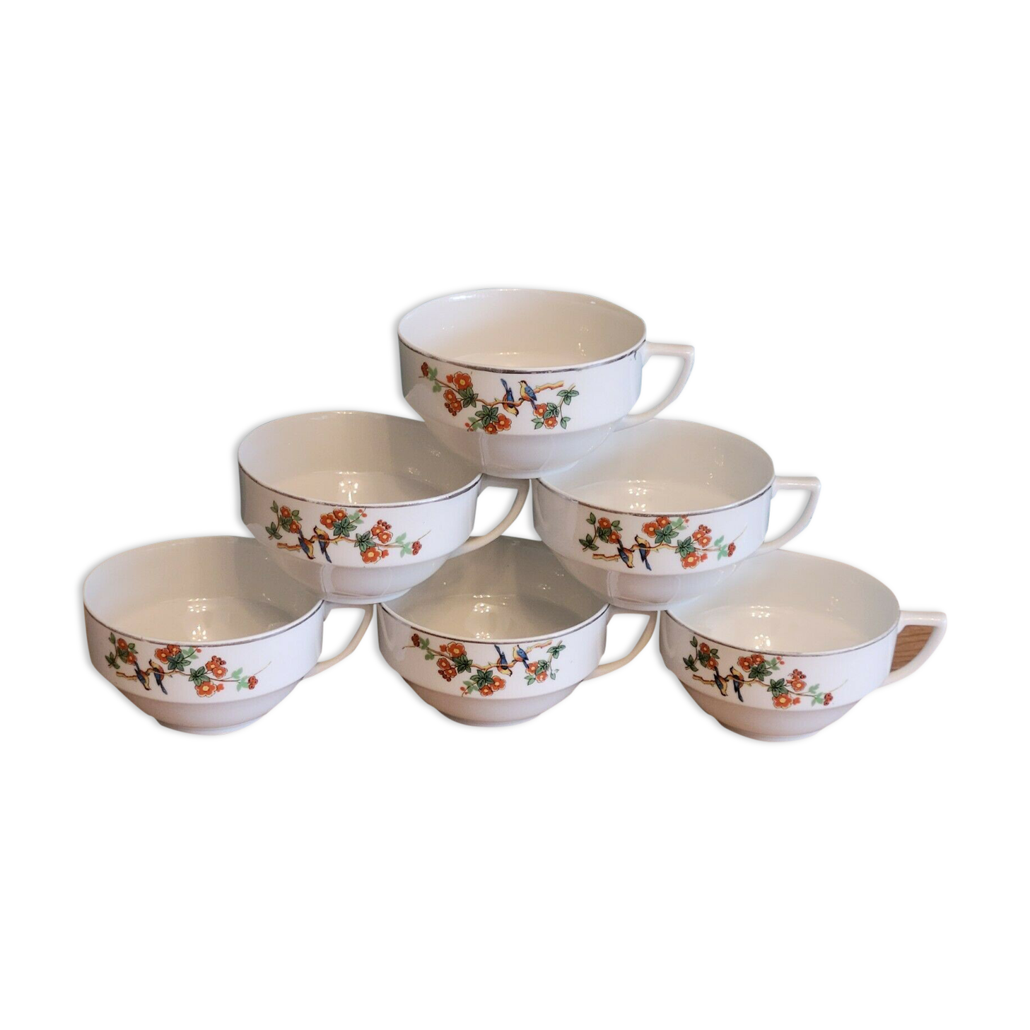 6 old coffee cups tea Raynaud R&C Cie company Limoges France