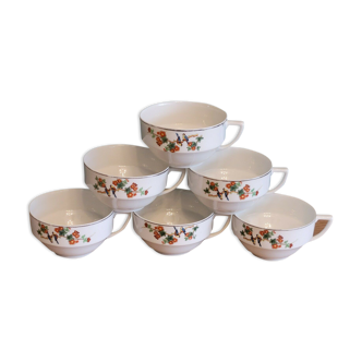 6 anciennes tasses à café thé Raynaud R&C Cie compagnie Limoges France