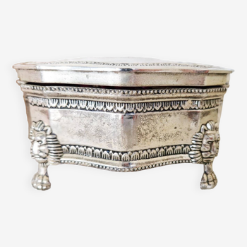 Vintage silver-plated and velvet-padded jewelry box