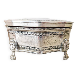 Vintage silver-plated and velvet-padded jewelry box