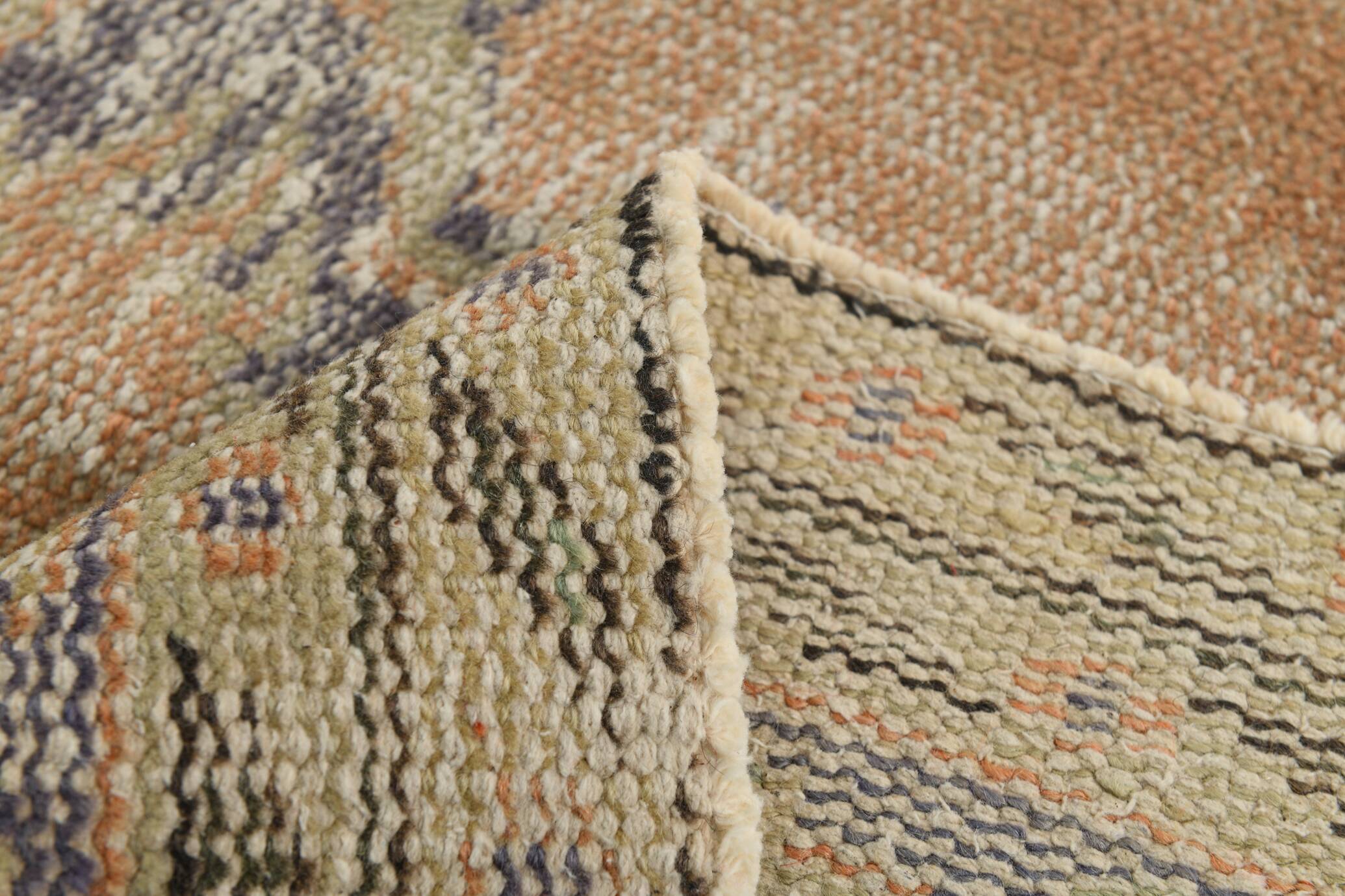 6x9 Vintage Peach & Blue Oriental Turkish Rug, 188x288Cm