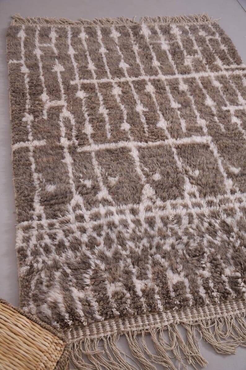 Taupe Beni Ourain rug, Moroccan rug 150/250cm