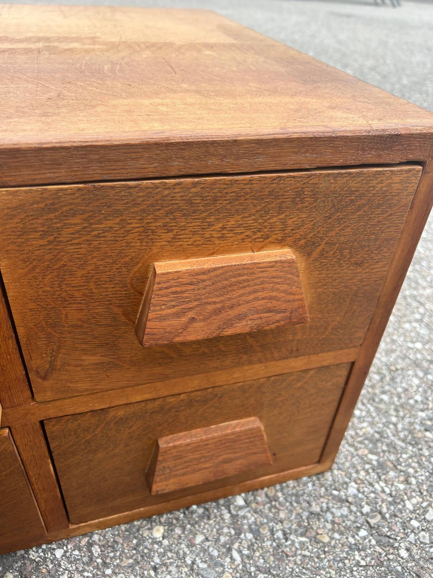 Oak craft cabinet with 4 drawers