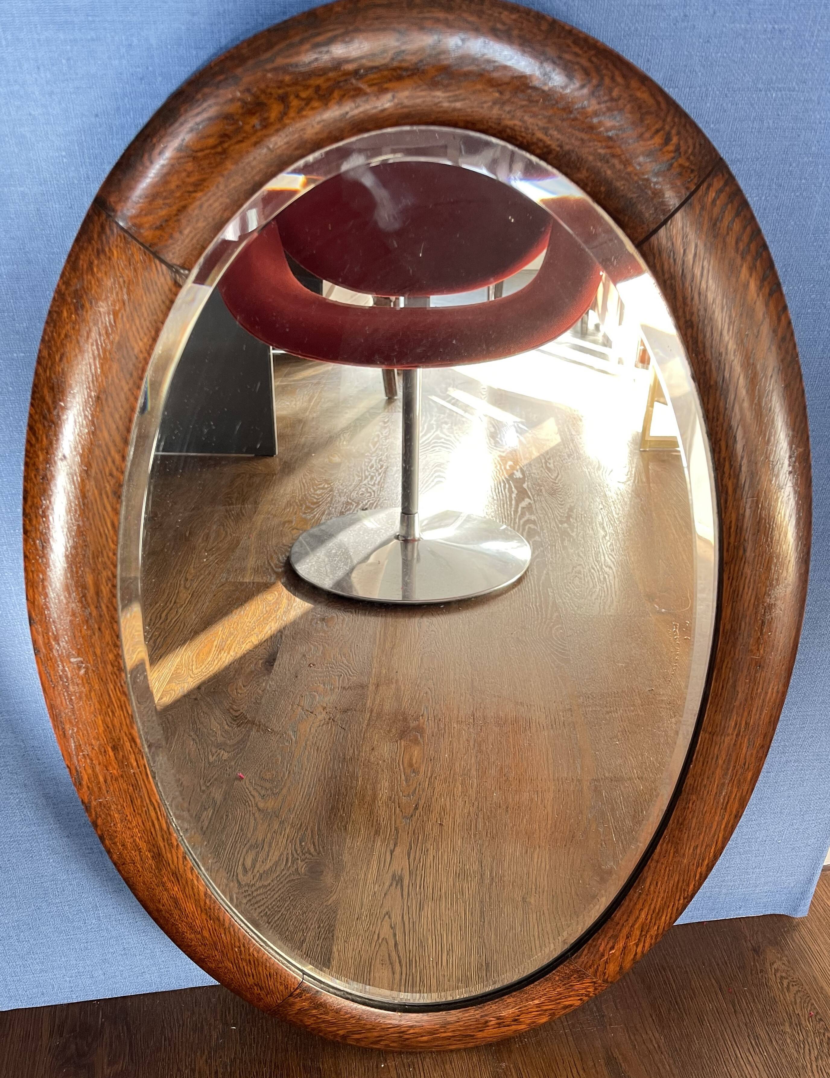 Art Deco beveled walnut mirror