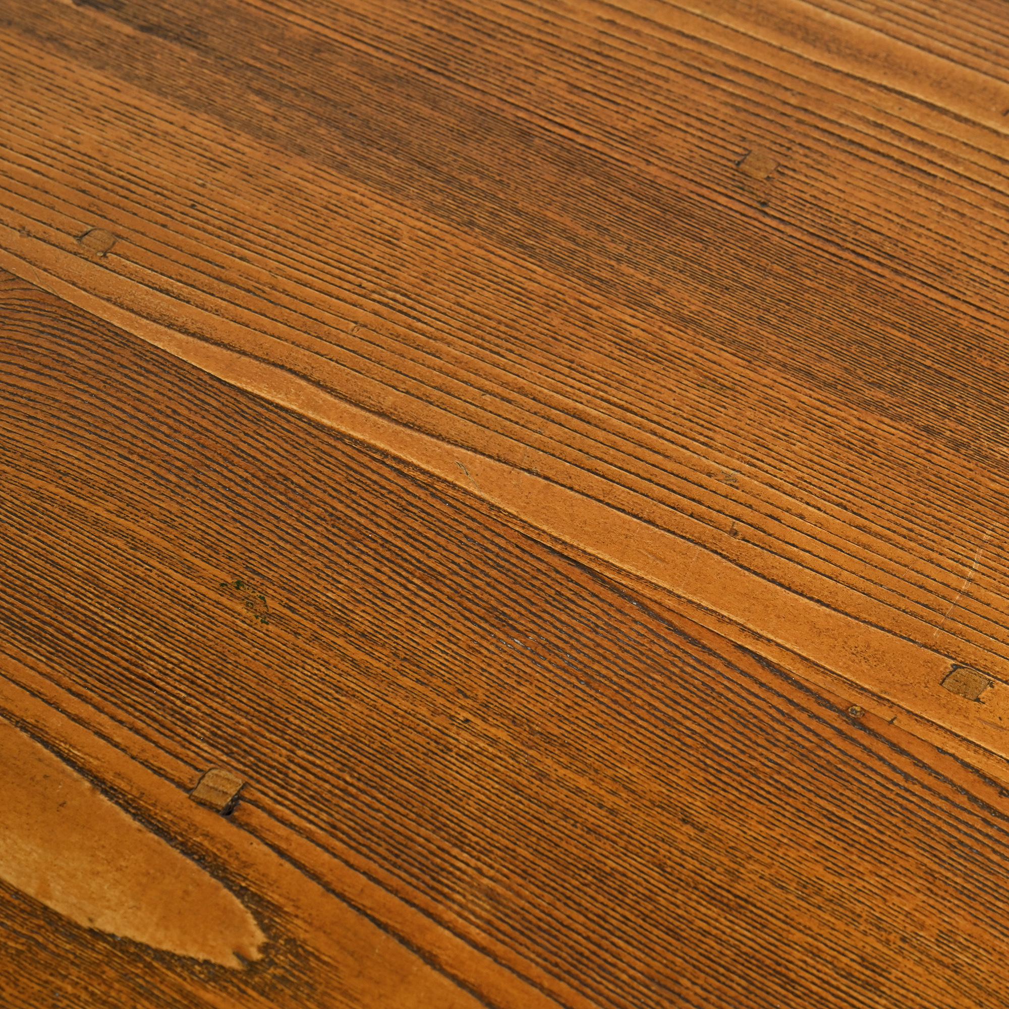 Pair of solid pine side tables, French Alps, circa 1970.