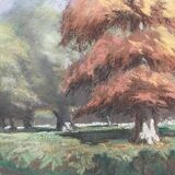 Un chemin arboré, pastel