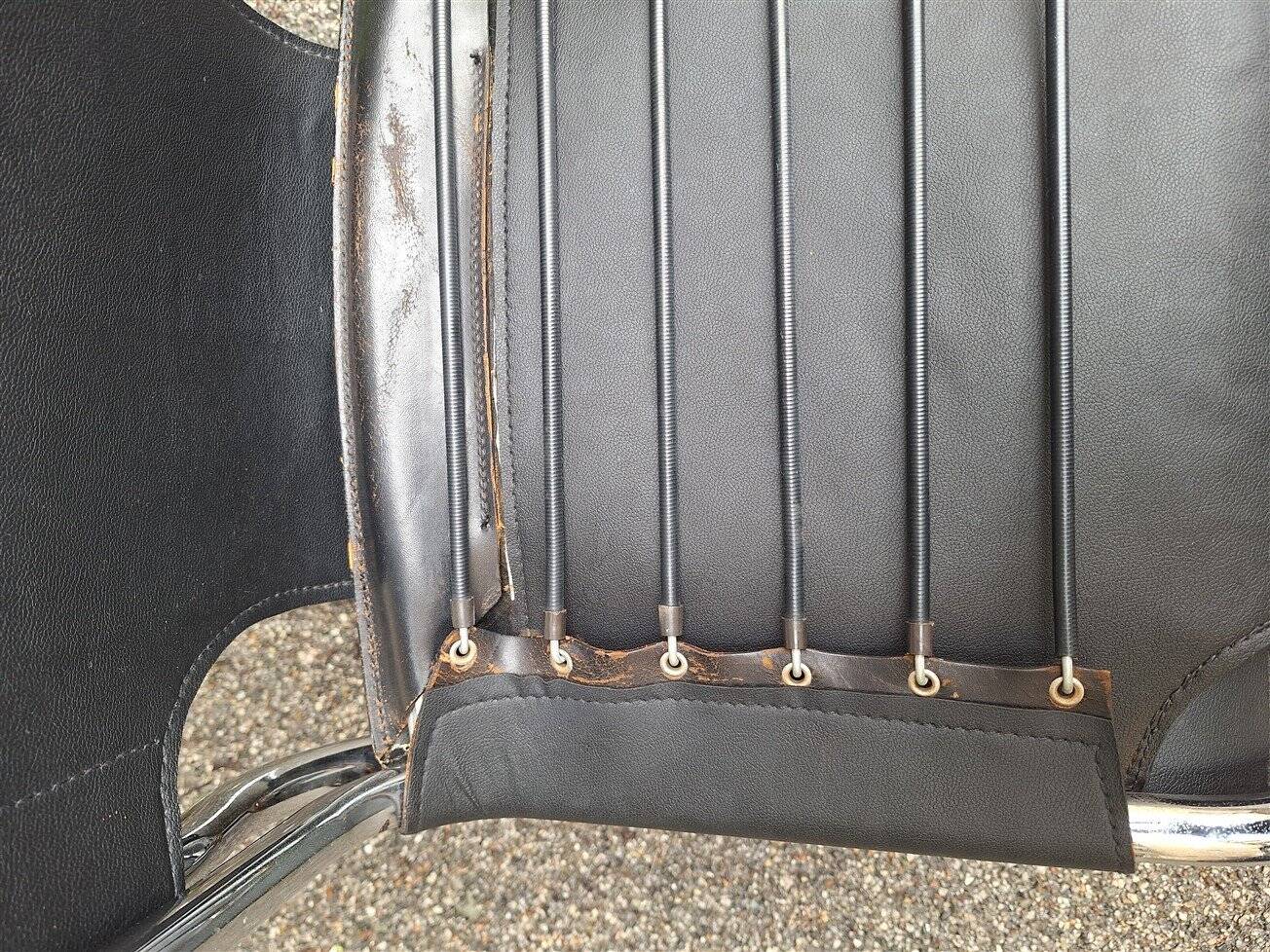 Model 920 Chairs in Chrome and Black Leather by Carlo Bartoli for T70, 1970s, Set of 6