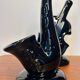 Black ceramic guitar and trumpet vases from the 60s