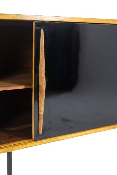 Low ash sideboard with sliding doors. 1960s.