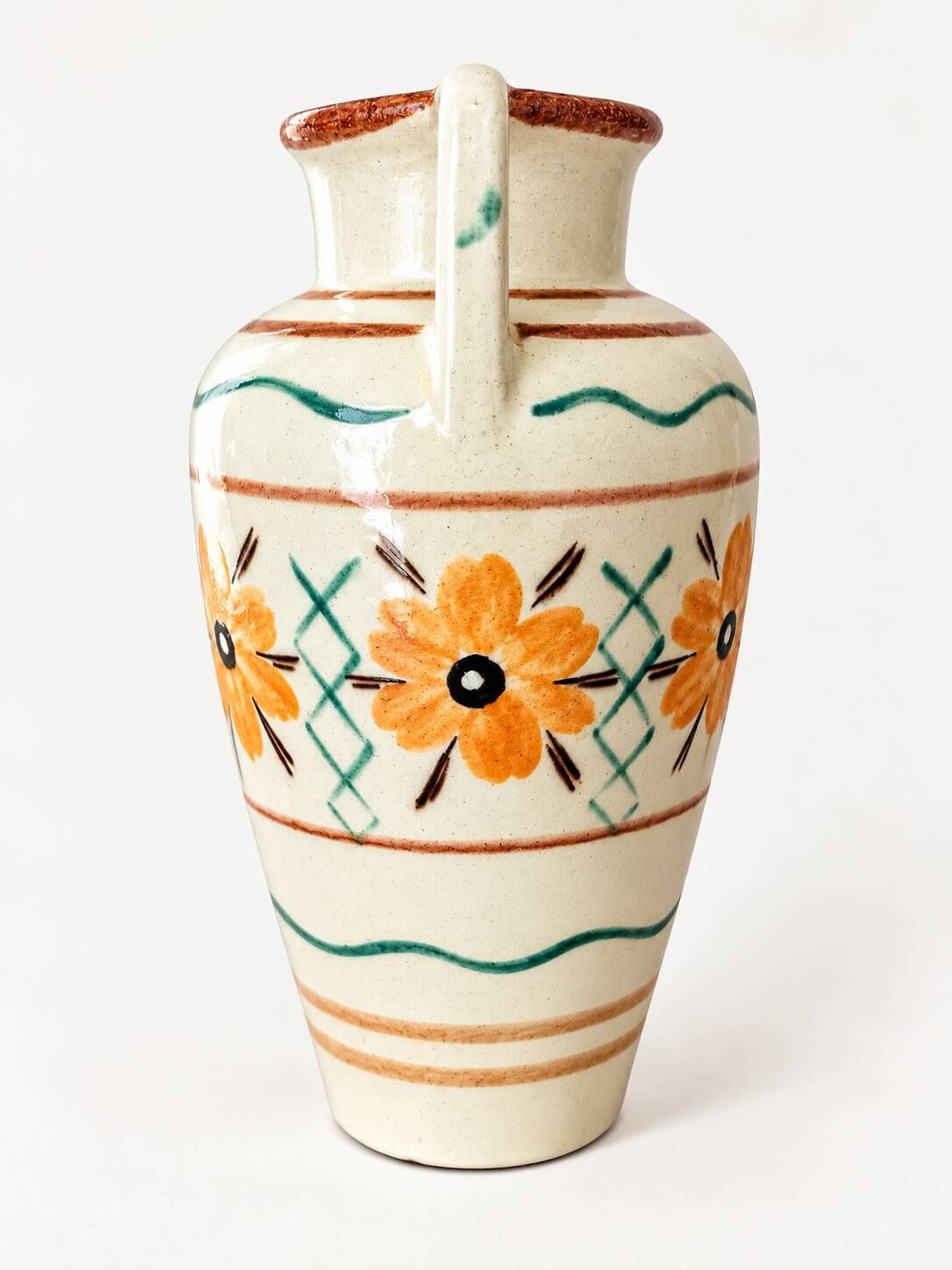 Hand-painted amphora vase by Kupittaan Savi, Finland, 1940s–50s.