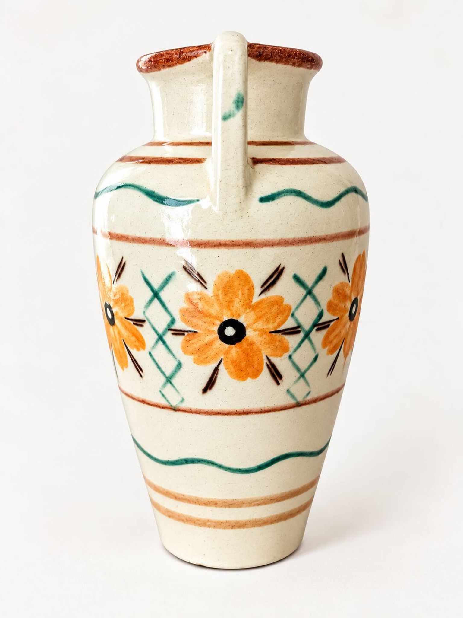 Hand-painted amphora vase by Kupittaan Savi, Finland, 1940s–50s.
