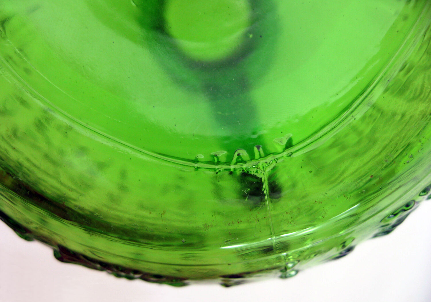 Emerald green molded glass pitcher - Bormioli Fidenza Vitraria Italy - vintage 60s