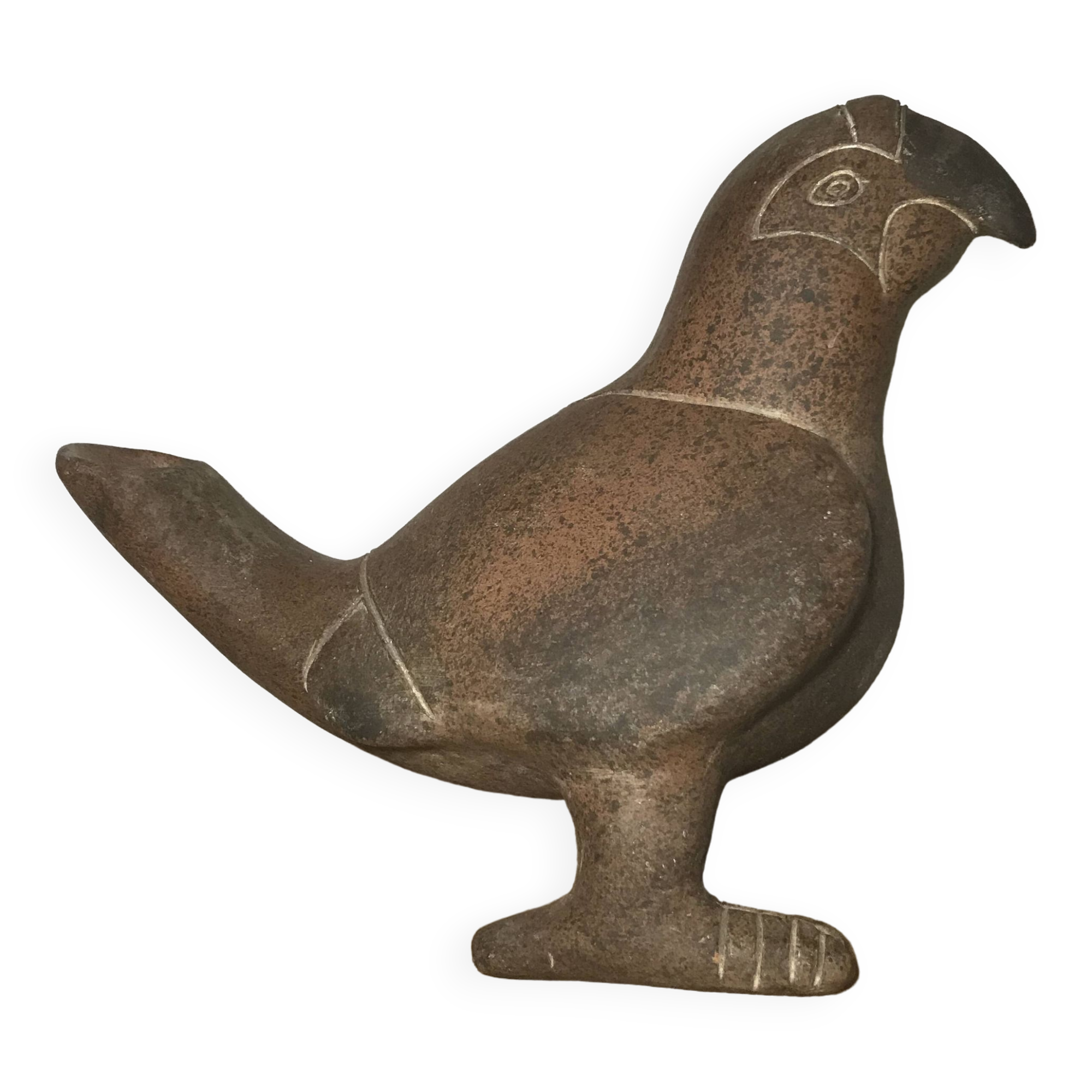 Vase zoomorph bird sculpture terracotta parrot, mexico, 70s