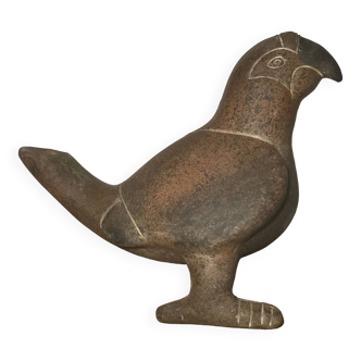 Vase zoomorph bird sculpture terracotta parrot, mexico, 70s