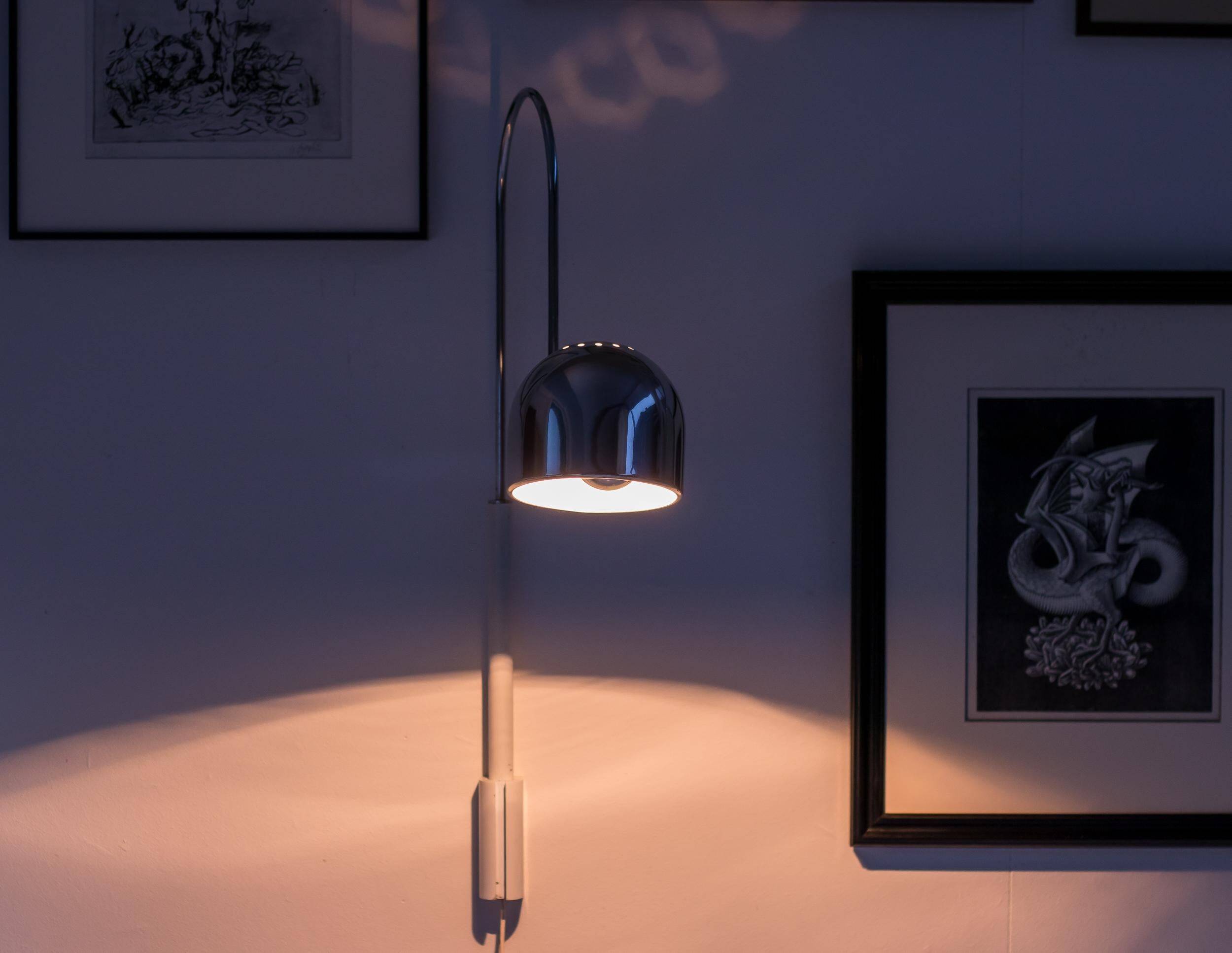 Stilnovo Wall Lights polished chrome lampshade Italian from the mid-20th century.