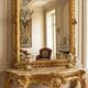 Miroir style Louis XV doré à la feuille d'or du XIXème, 181cm H