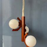 Brown mid-century Bony pendant lamp with opaline glass shades