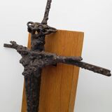 Brutalist sculpture, crucifix by René Mignion, France, 1967