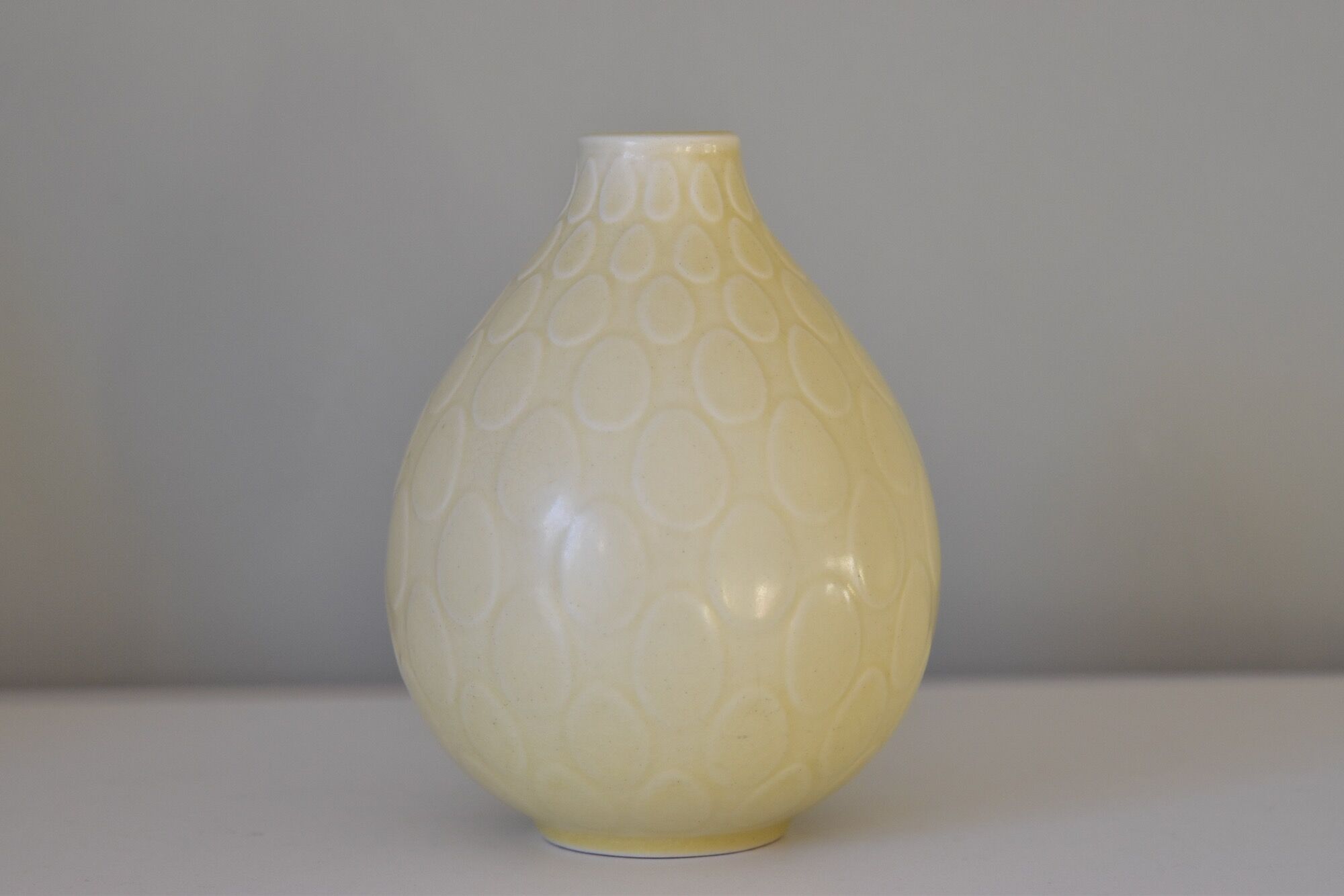 Set of two Nils Thorsson Yellow Faience Marselis Vase Aluminia Royal Copenhagen