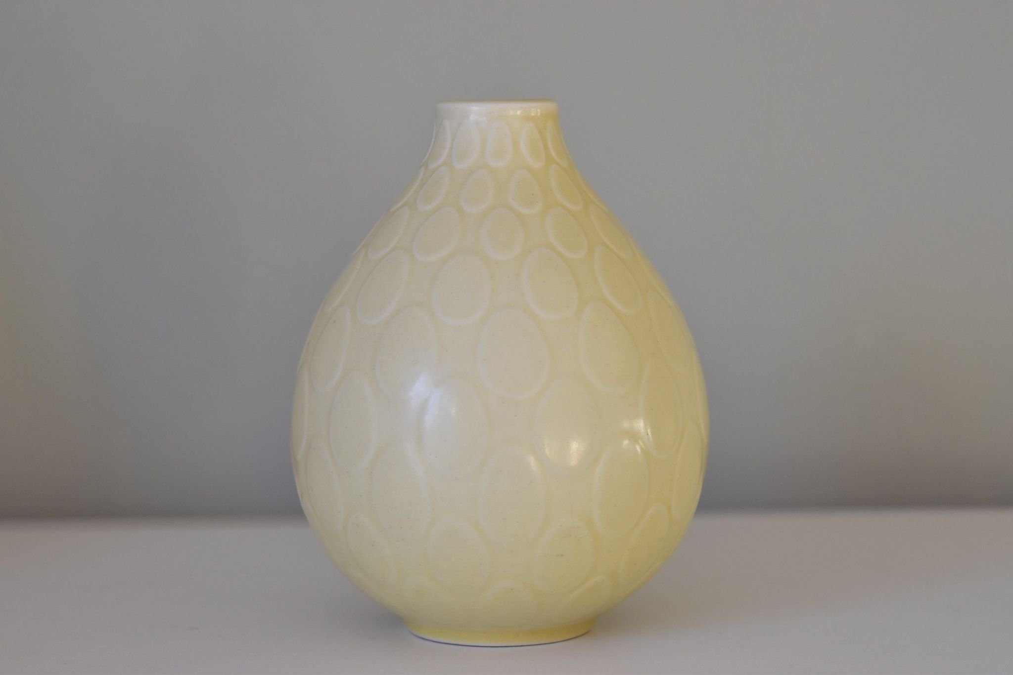 Set of two Nils Thorsson Yellow Faience Marselis Vase Aluminia Royal Copenhagen