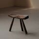 Milking stool in solid wood, Folk art, Cévennes, around 1900