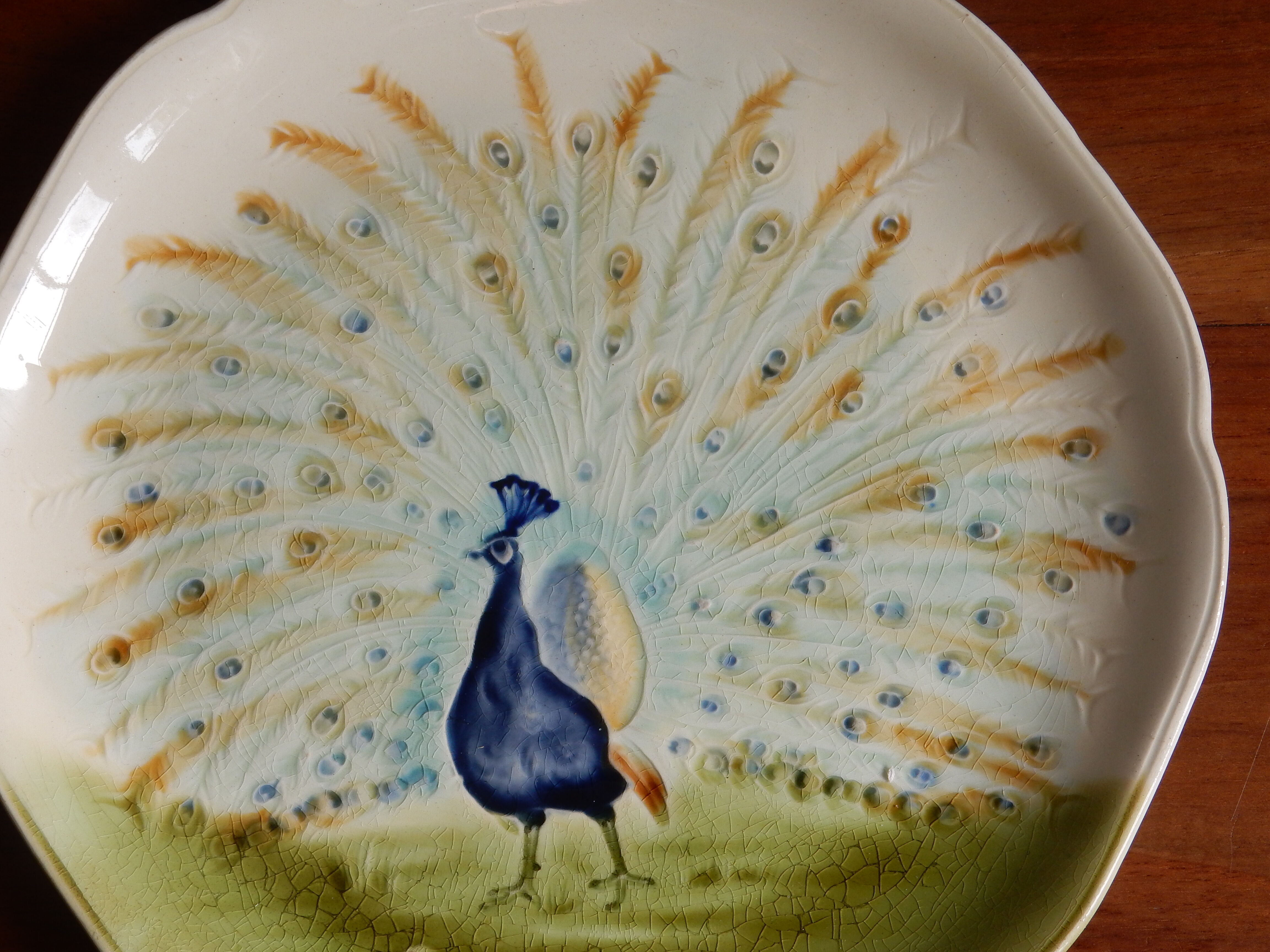 Decorative Majolic Plate HB Choisy the King Peacock Decoration
