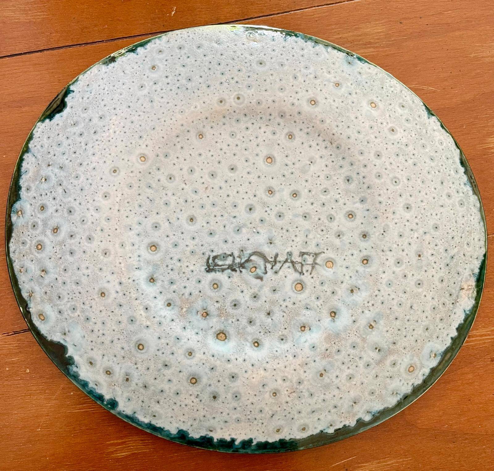 Oval dessert plate in glazed ceramic, Danuta Le Hénaff