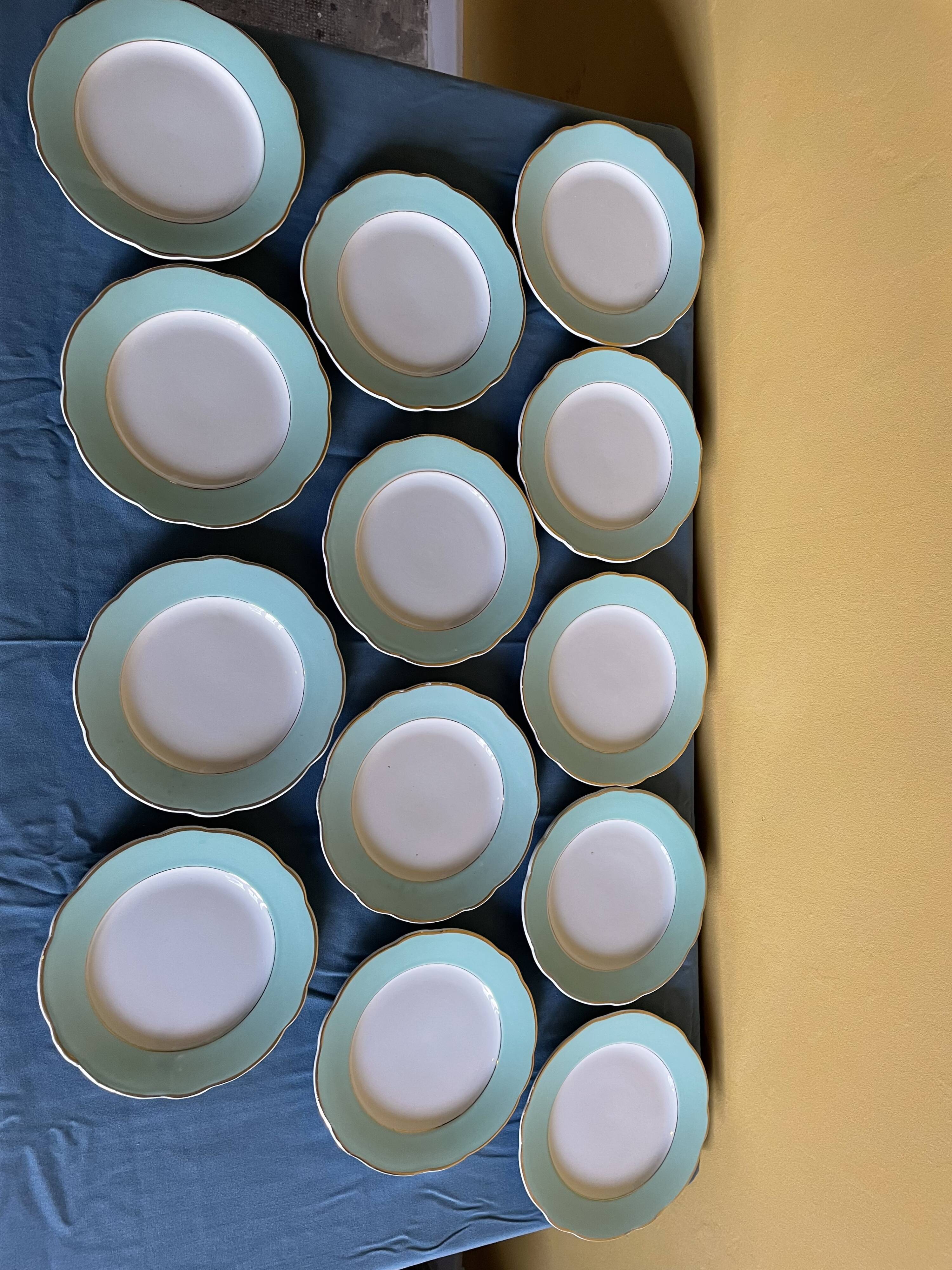 Set of green plates of water