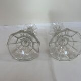 Pair of glass candle holders