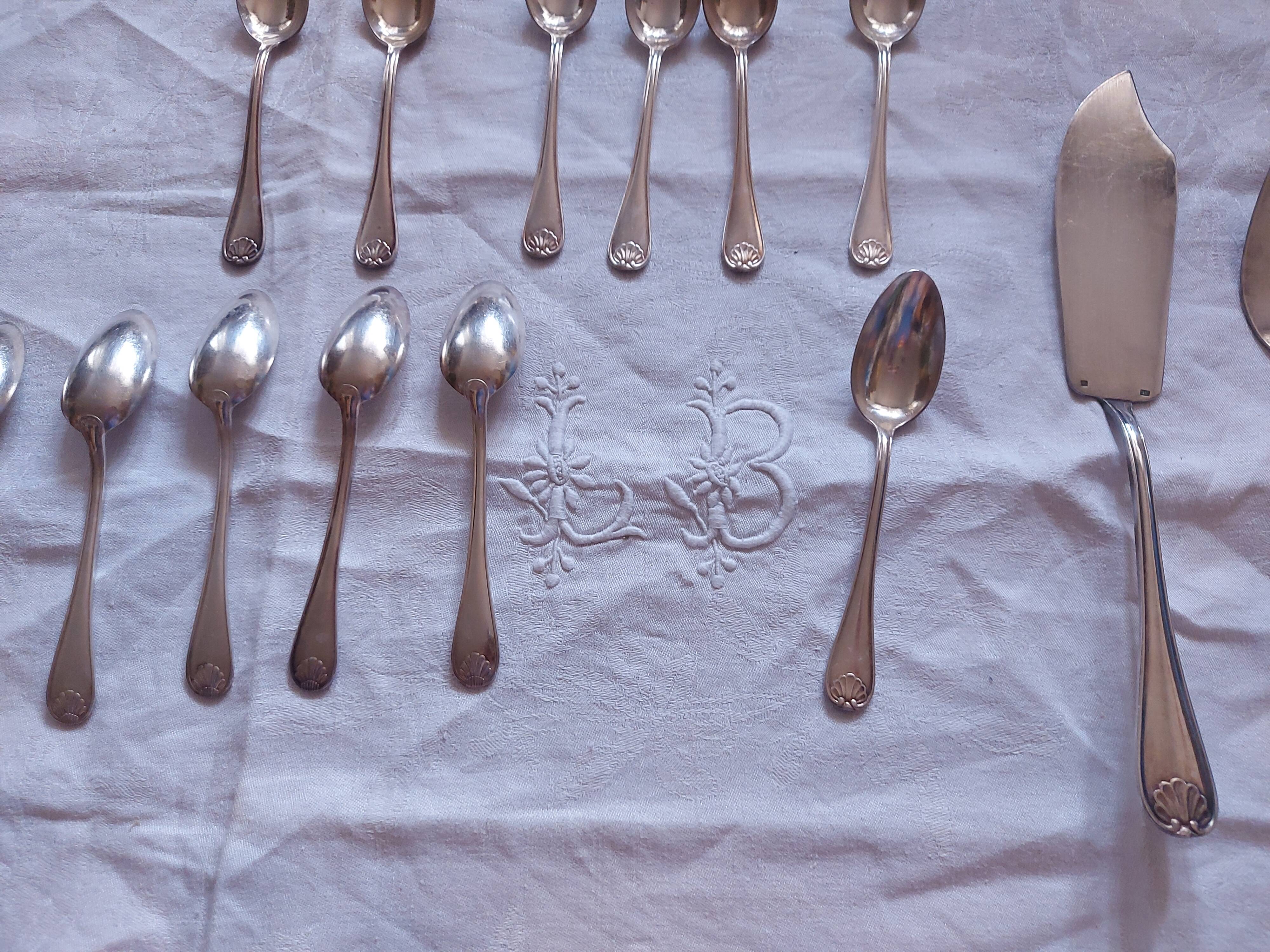 Cutlery in silvered metal, goldsmith Mondial